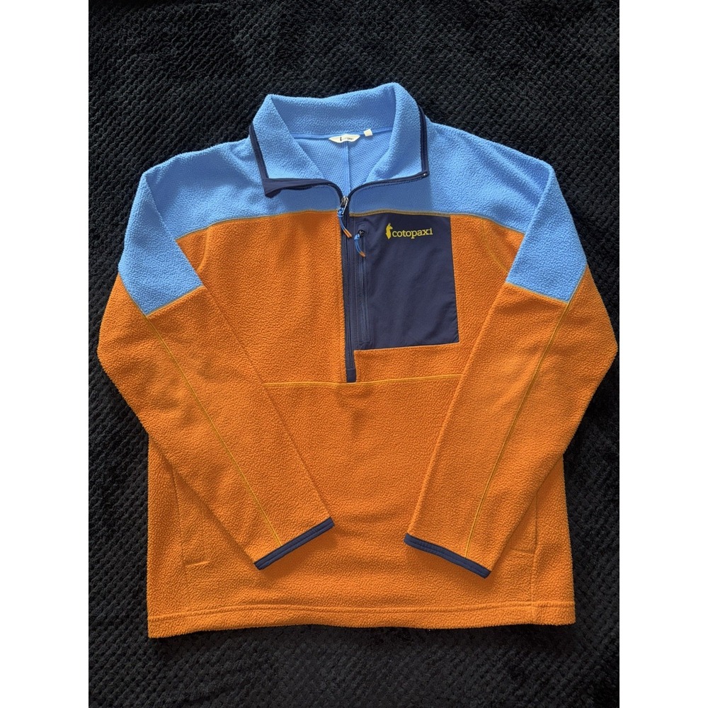 Cotopaxi Men's Abrazo Fleece Jacket Half Zip Pullover Canyon Orange Blue Sz M